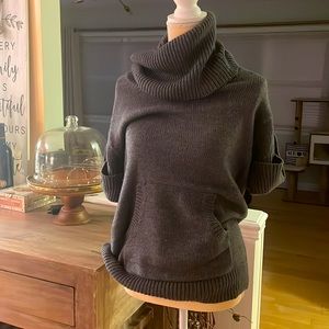 BCBG MaxAzria -Gray Front Pocket Cowl Neck Knit Top